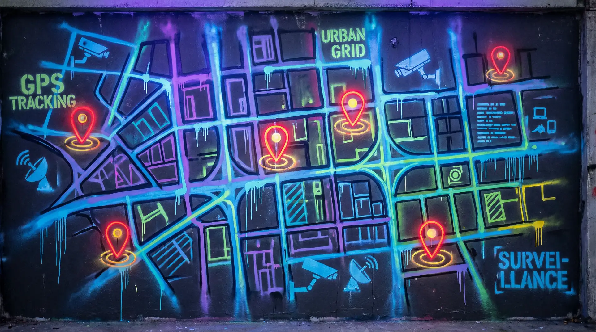 明月天国 狗仔追踪地图 - 城市涂鸦风格